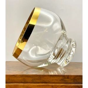 Vintage set of 4 MCM 24kt gold banded rimmed old fashioned whiskey glasses